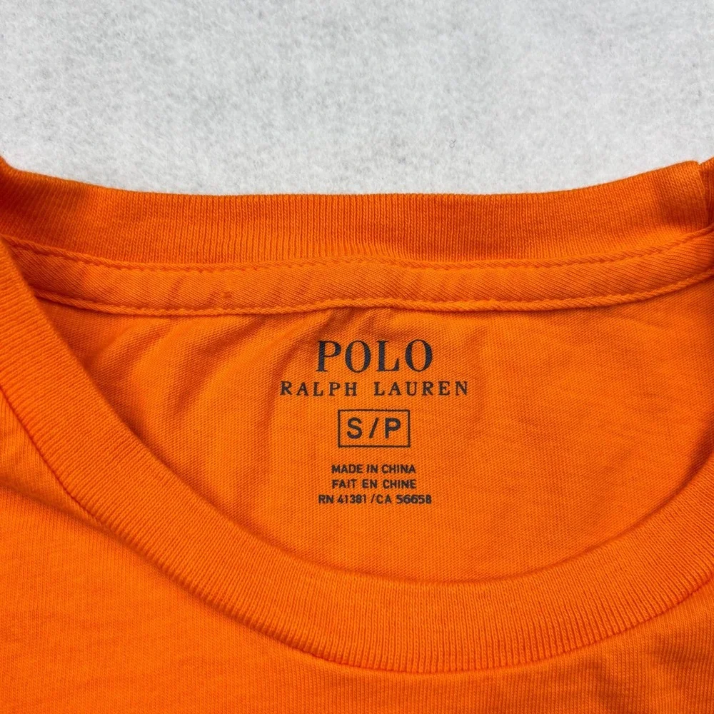 Polo Ralph Lauren Mens Orange Long Sleeve T-Shirt Cotton Pony Logo Small S/P
